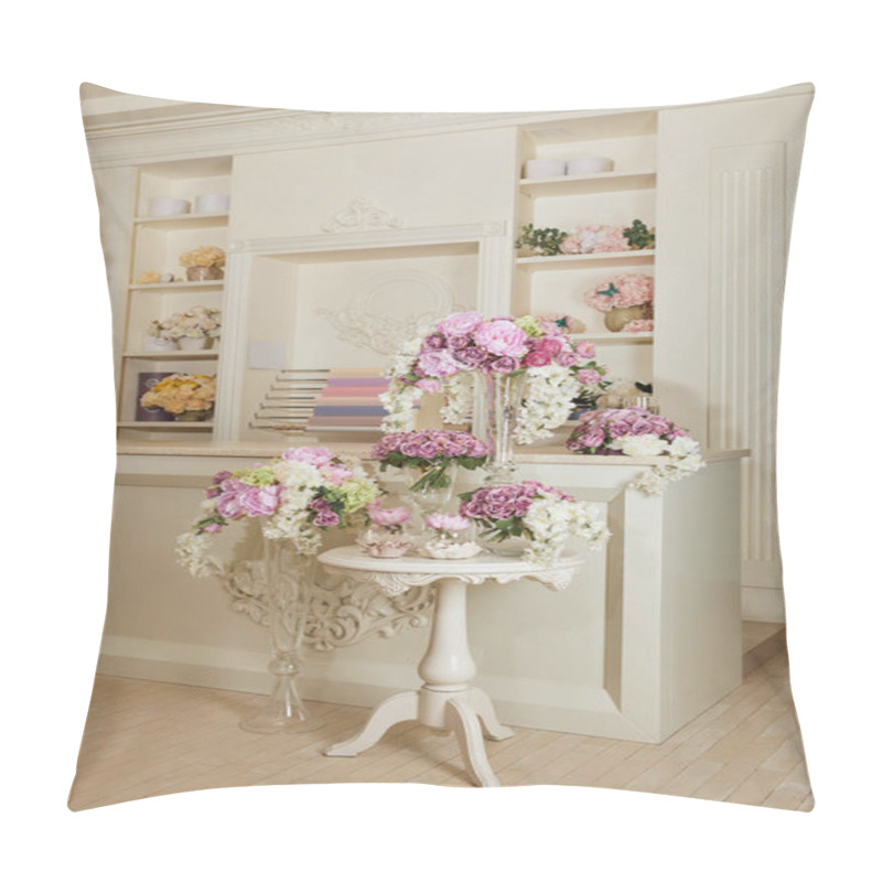 Personality  Interior Of Room With Rack, Table And Flowers In Glass Vases Pillow Covers