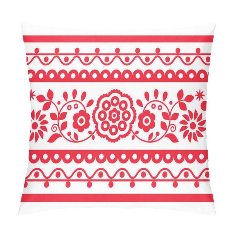 Personality  Floral Cute Polish Folk Art Vector Seamless Embroidery Long Horizontal Pattern Inspired By Traditional Designs Lachy Sadeckie From Poland - Textile Or Fabric Print Ornament Pillow Covers