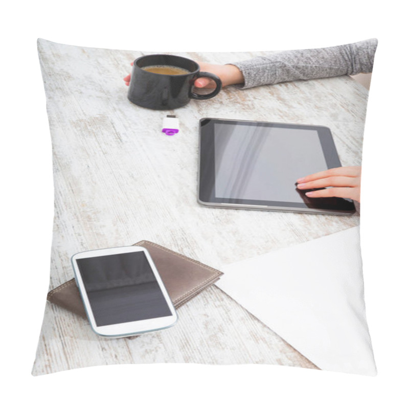 Personality  A Womans Hand At A Table Pillow Covers