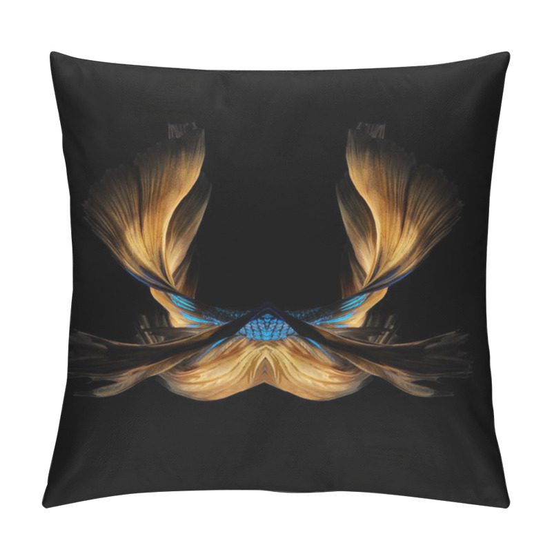 Personality  Abstract Fine Art Colourful Fish Tail Free Form Of Betta Fish Or Siamese Fighting Fish Isolated On Black Background Pillow Covers