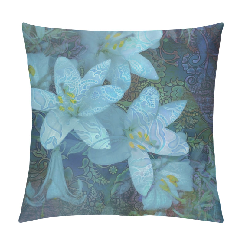 Personality  Floral Pattern Background, Silhouettes White Lily Pillow Covers