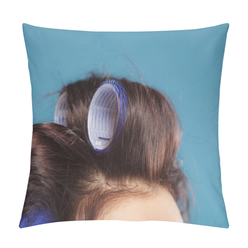 Personality  Woman Head With Hair Curlers Rollers Pillow Covers