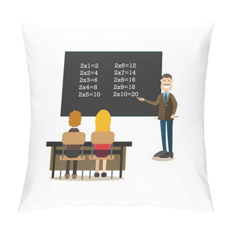 Personality  School People Concept Vector Illustration In Flat Style Pillow Covers