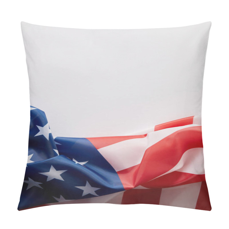 Personality  Top View Of United States Of America Flag On White Surface  Pillow Covers