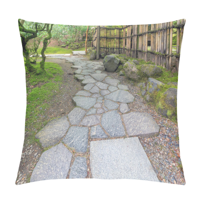 Personality  Stone Path Walkway With Bamboo Fence Pillow Covers