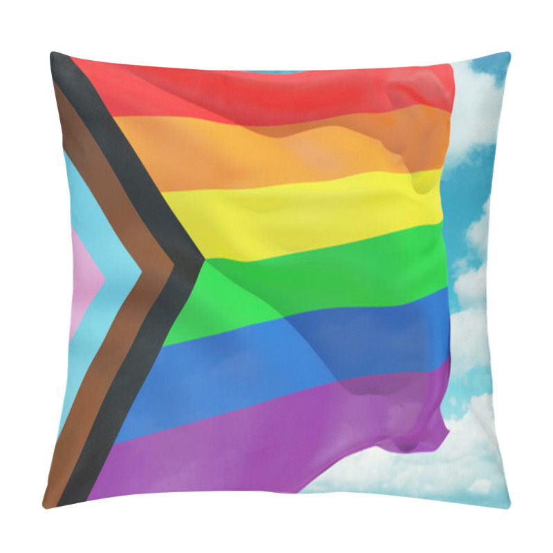 Personality  Rainbow Flag Flutters In The Wind. New LGBTQ+ Rights Symbol. Pillow Covers