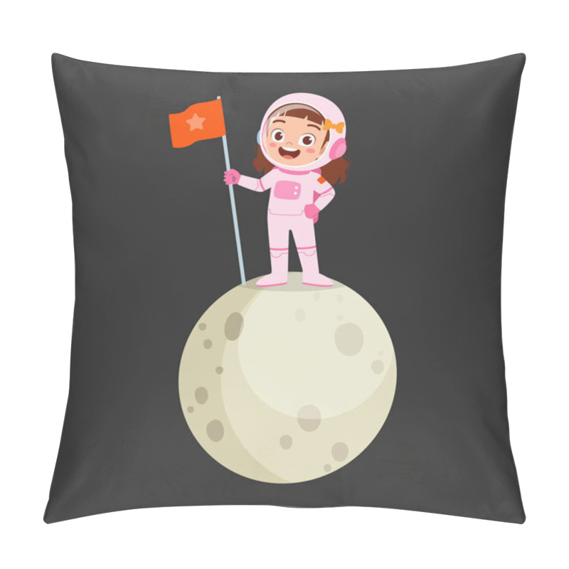 Personality  Little Astronaut Costume And Stand On Moon Holding Flag Pillow Covers