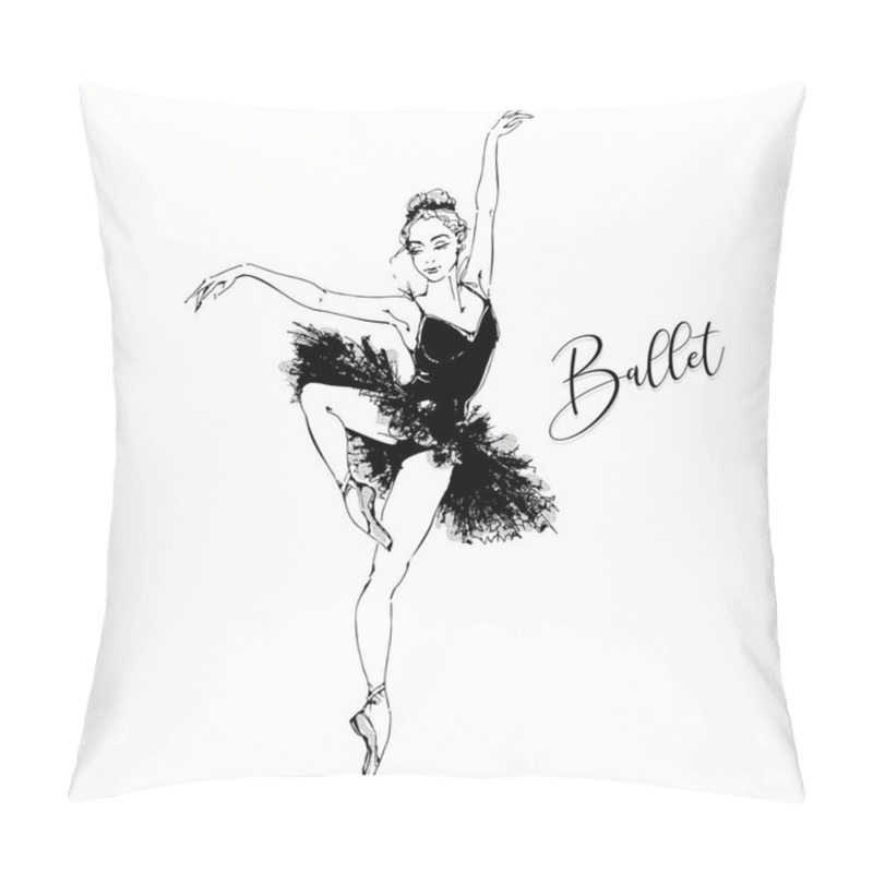 Personality  Ballerina. Black Swan Ballet Vector Illustration Pillow Covers