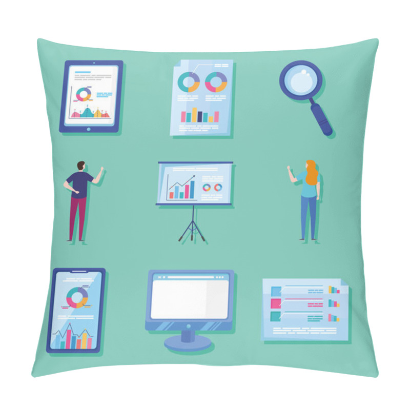 Personality  Nine Analytics Graphics Icons Pillow Covers