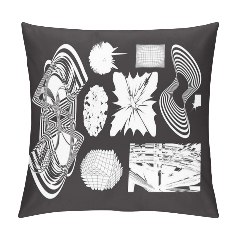 Personality  The Reimagined Design Of 80-90s, Retro-futurism, Brutalist Style. New Look At Design, With Distorted And Extraordinary Forms, Bold Abstract Geometric Shapes. For Web, Media, Sci-fi Scenes, Games Logo Pillow Covers