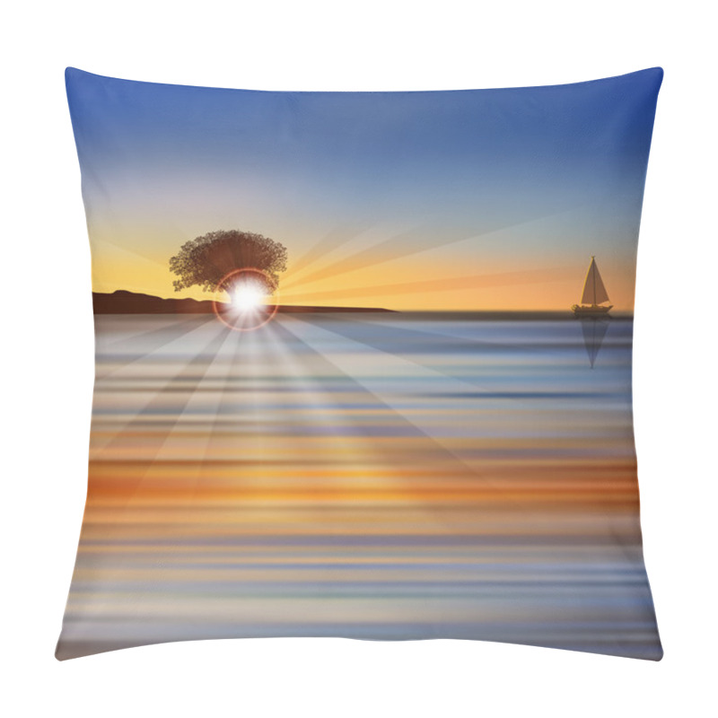 Personality  Abstract Nature Background With Sea Sunrise Pillow Covers