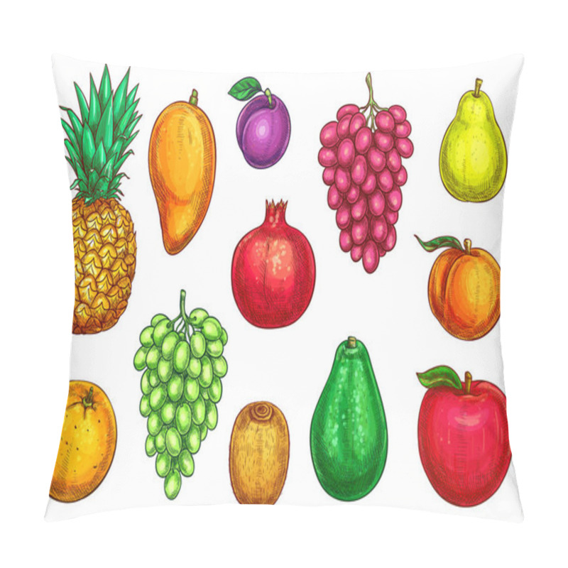 Personality  Vector Isolated Icons Of Exotic Garden Fruits Pillow Covers