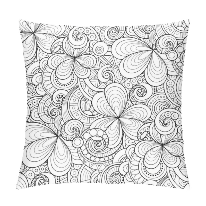 Personality  Monochrome Seamless Pattern With Floral Motifs, Vector, Illustration Pillow Covers