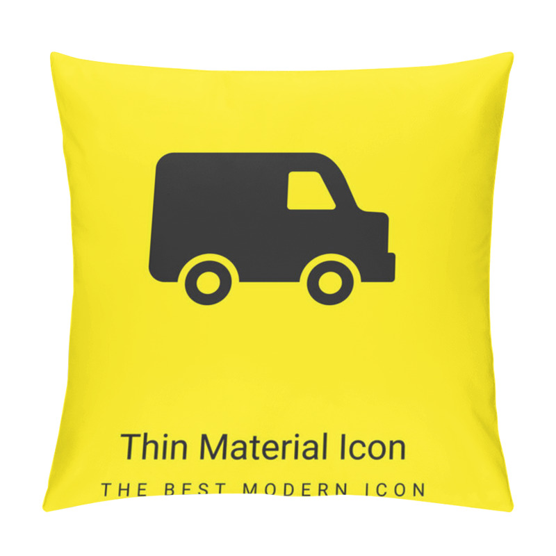 Personality  Black Delivery Small Truck Side View Minimal Bright Yellow Material Icon Pillow Covers