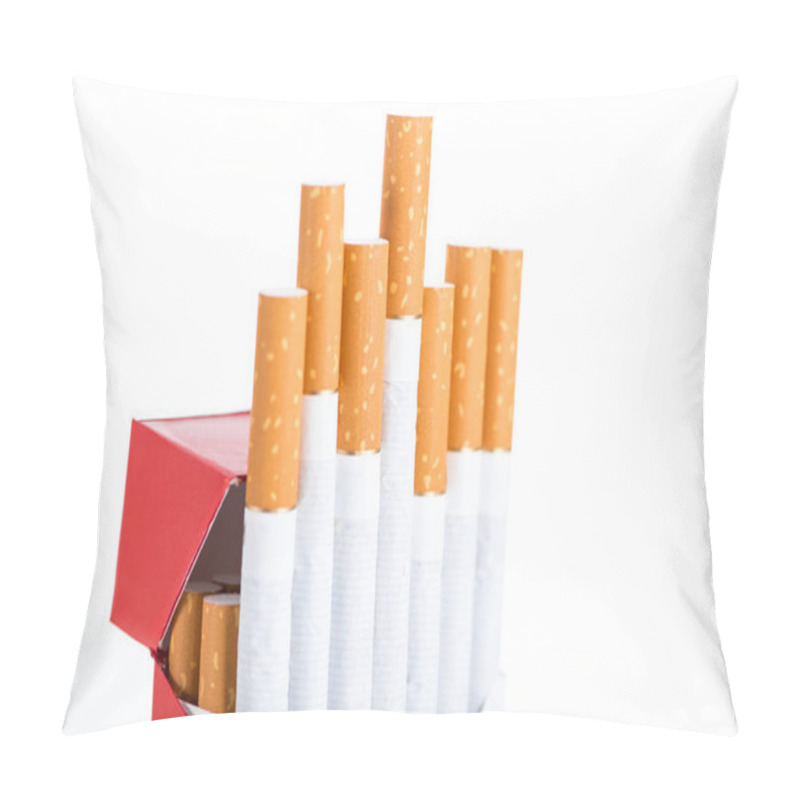 Personality  Studio Shot Of Cigarettes Isolated On White Pillow Covers