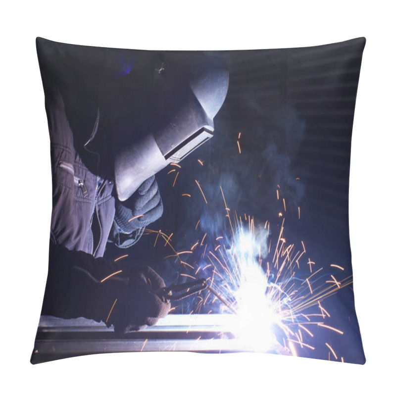 Personality  Welding And Bright Sparks. Hard Job Pillow Covers