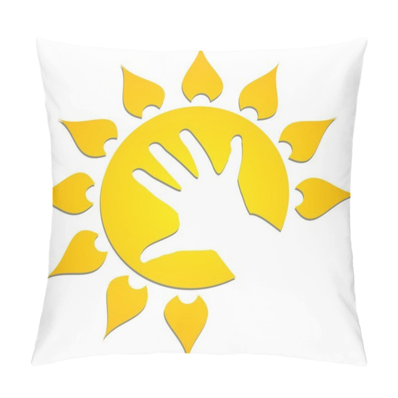 Personality  Sun With Children Hands. Pillow Covers