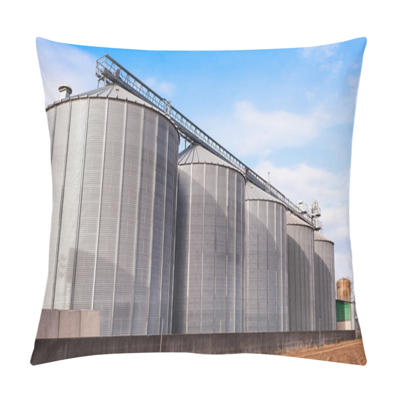 Personality  Agricultural Silos On Blue Sky. Pillow Covers