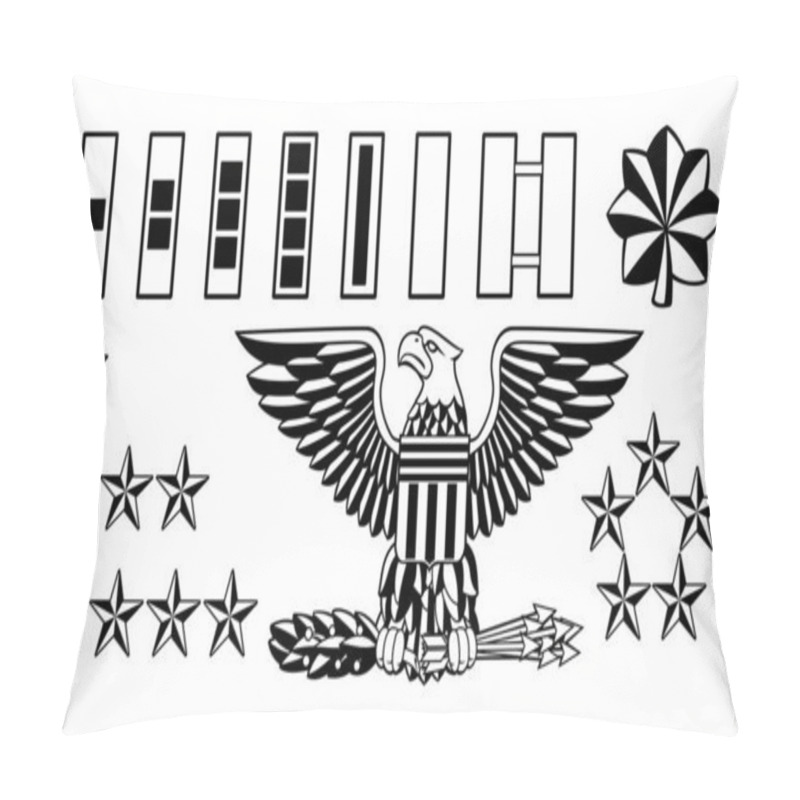 Personality  Set Of American Military Army Officer Ranks Insignia Badges Icons Pillow Covers