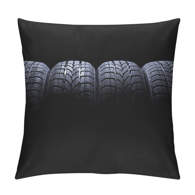 Personality  Car Tires Isolated On Black Background Pillow Covers