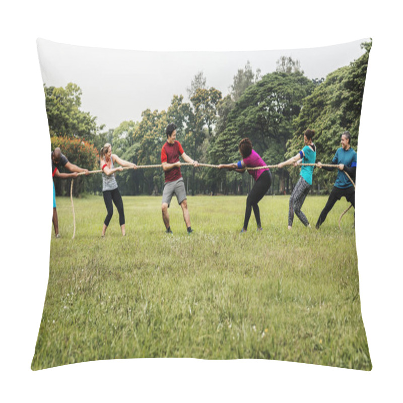 Personality  Team Competing In Tug Of War Pillow Covers