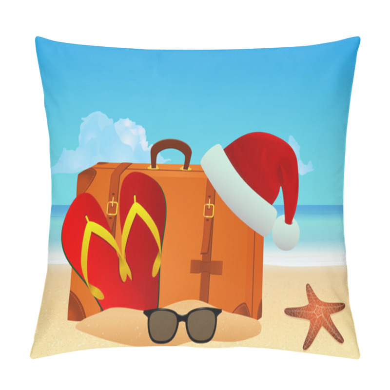 Personality  Christmas Beach Background Pillow Covers