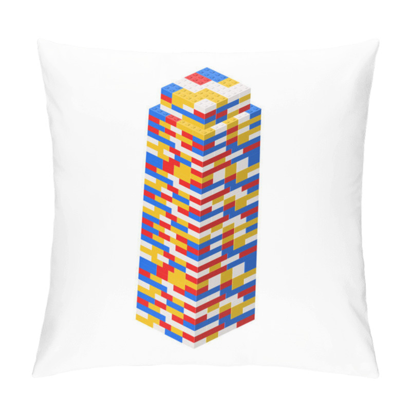 Personality  Residential Building Made Of Plastic Bricks. Vector Illustration Pillow Covers