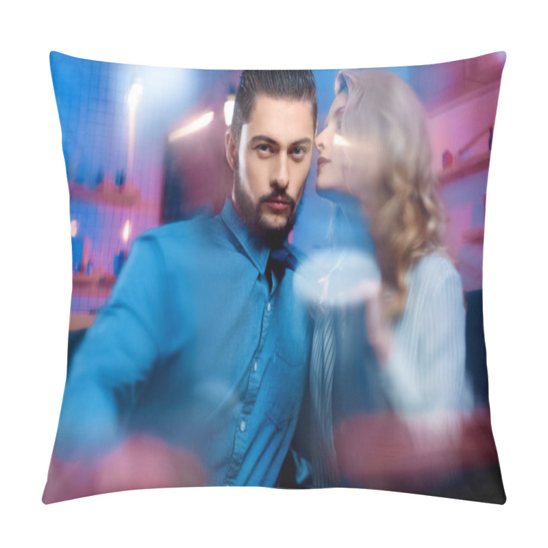 Personality  Young Couple Flirting  Pillow Covers