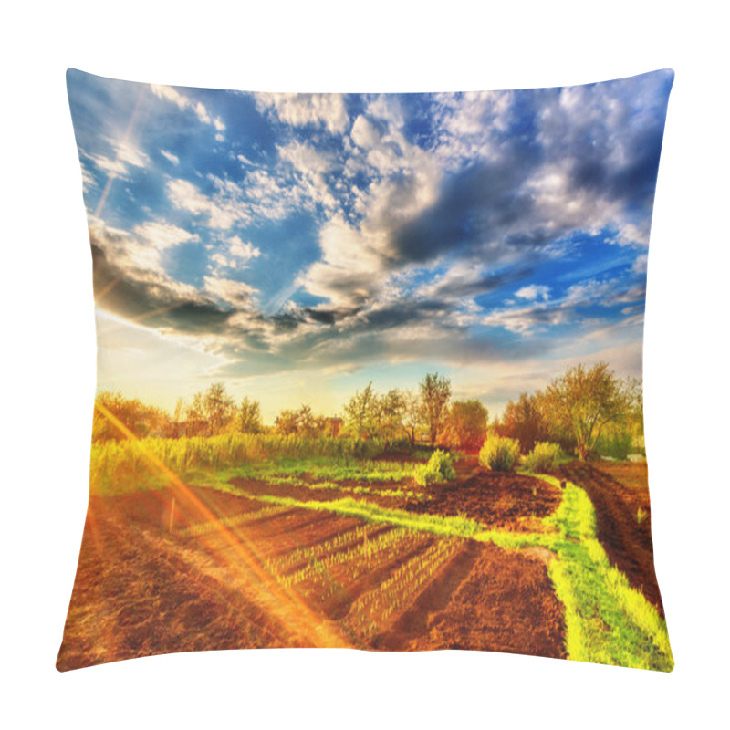 Personality  Evening Sky And Sunset Over Allotment Pillow Covers