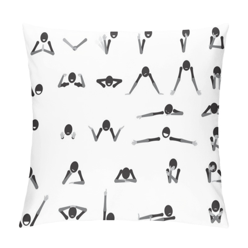 Personality  Body Language Cartoon Symbols, Gestures And Emotions Pillow Covers