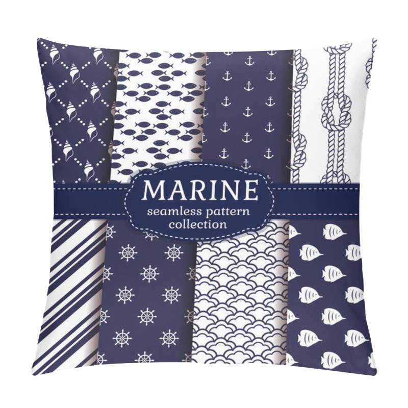 Personality  Sea And Nautical Seamless Patterns Set.  Pillow Covers