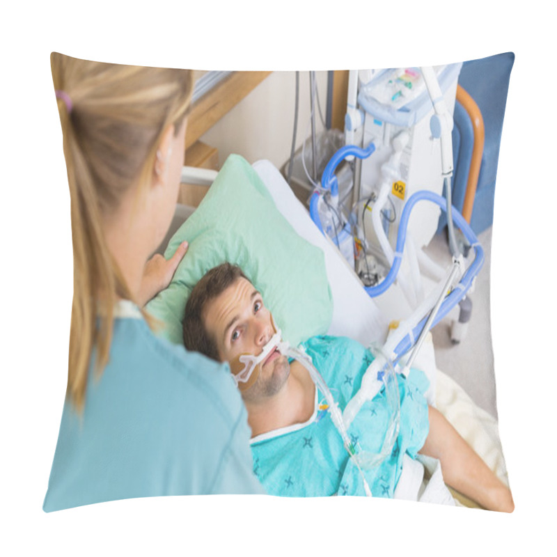 Personality  Patient Looking At Nurse As She Adjusts His Pillow Pillow Covers