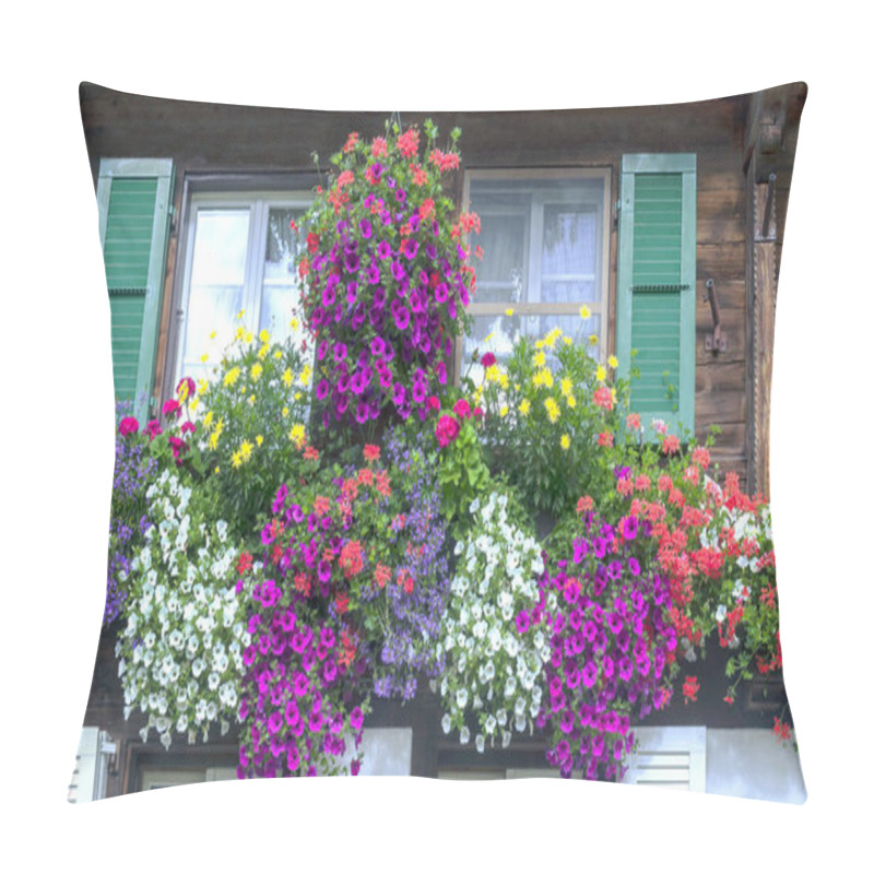 Personality  Facade With Flowers On The Windows In Switzerland Pillow Covers