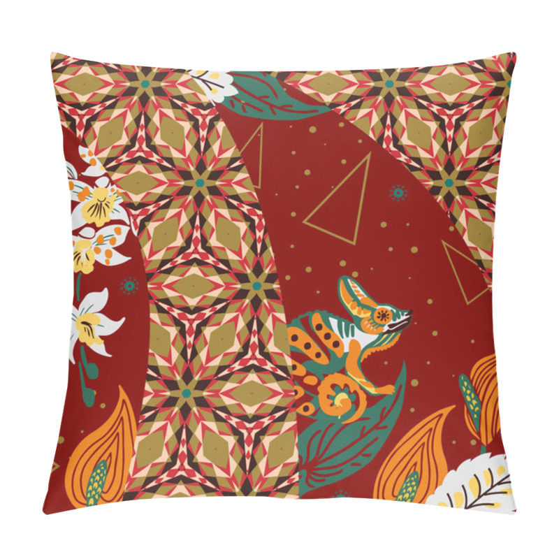 Personality  Tropical Silk Scarf With Geometric Motif Pillow Covers