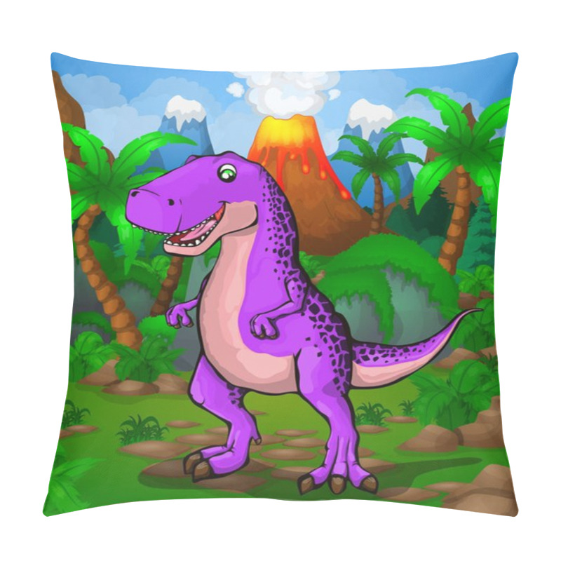 Personality  Cute Cartoon Tyrannosaur. Vector Illustration Of A Cartoon Dinosaur Pillow Covers