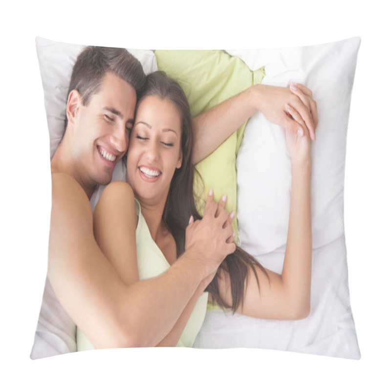 Personality  Young Happy Couple In Bed Pillow Covers