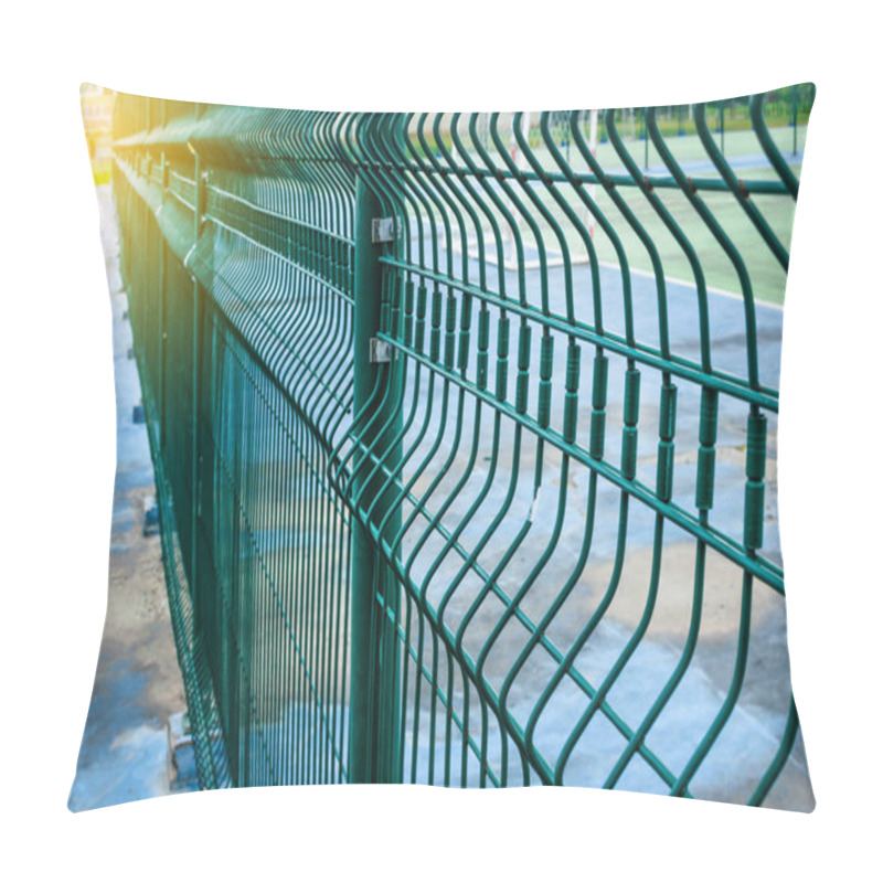 Personality  Green Metal Fence Wire, Grass And Sky In The Background Pillow Covers