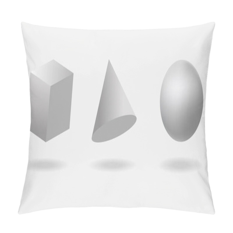 Personality  Geometric 3d Shapes Of Sphere, Cone And Cube. Basic Three-dimensional Geometry Of Figures For Training, Realistic Vector Illustration, A Set Of Icons Pillow Covers