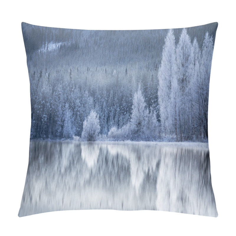 Personality  Forest Reflected In Frozen Lake Pillow Covers