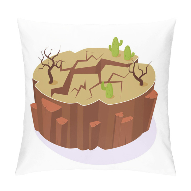 Personality  Isometric 3D Island Game, Gaming Environment, Dry Ground Earth Landscape. Pillow Covers