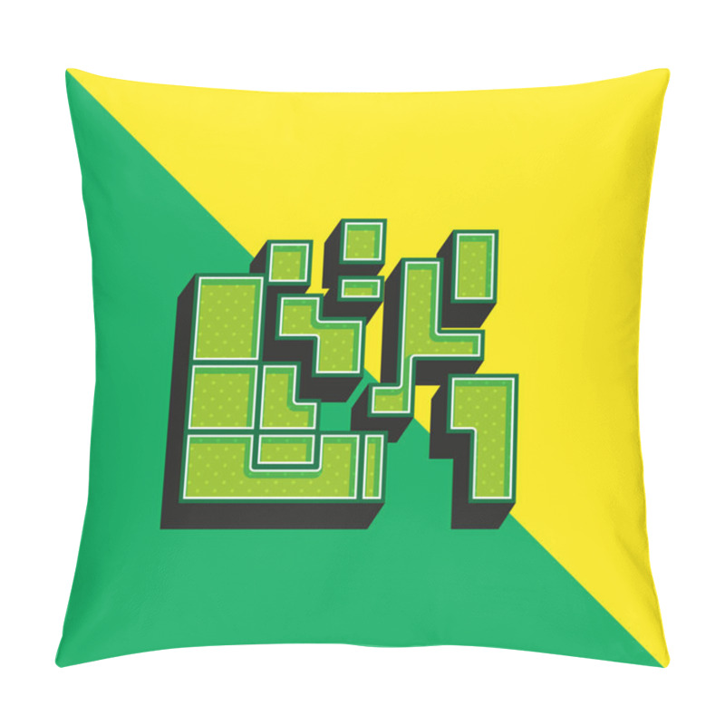 Personality  Artistic Squares Green And Yellow Modern 3d Vector Icon Logo Pillow Covers