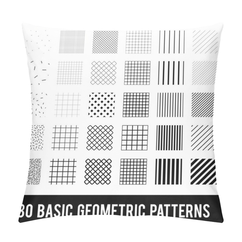 Personality  Set Of Basic Geometric Patterns. Memphis Style. Black And White. Pillow Covers