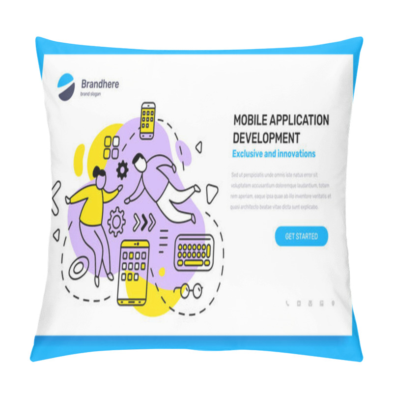 Personality  Vector Business Template With Illustration Of People With Gadget Pillow Covers