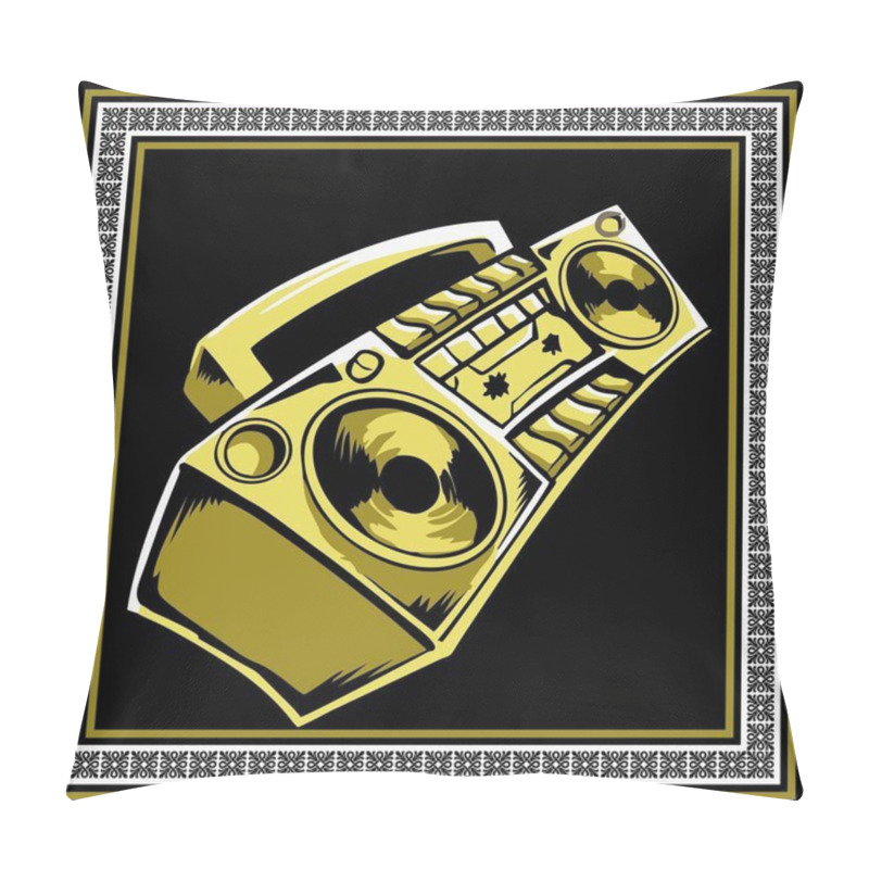 Personality  Retro Boombox Hand Drawing Vector Pillow Covers