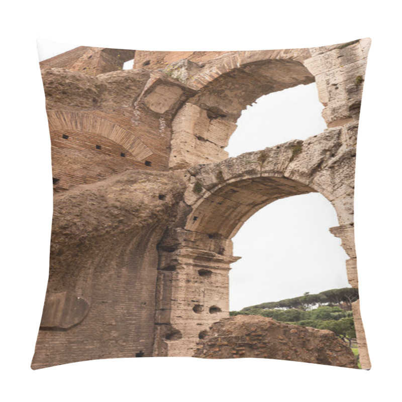 Personality  ROME, ITALY - JUNE 28, 2019: Textured Ruins Of Ancient Building Pillow Covers