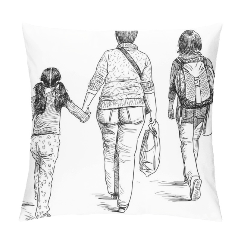 Personality  Mother With Her Children Pillow Covers