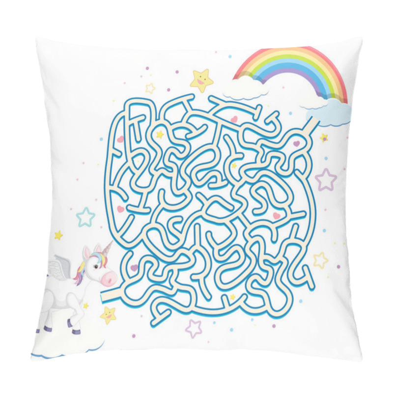 Personality  Unicorn Maze Puzzle Game Template Illustration Pillow Covers