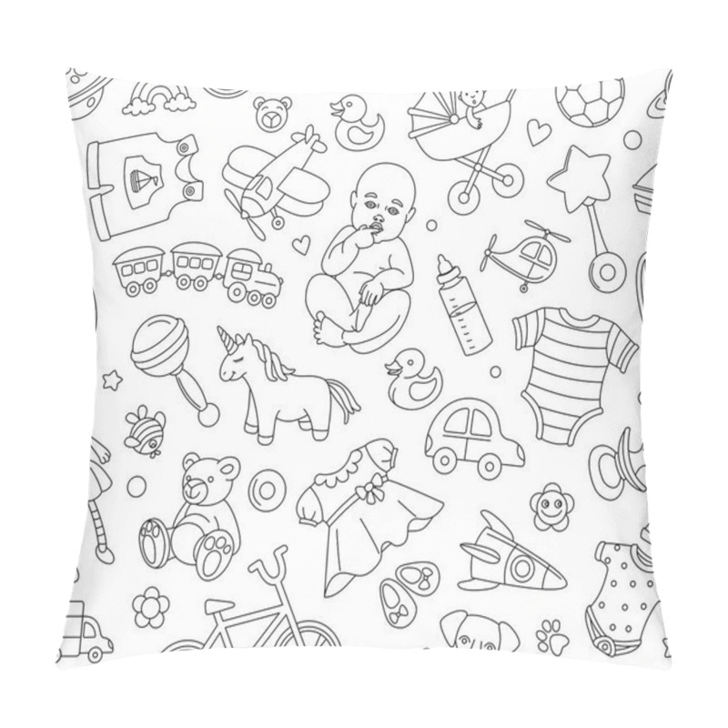 Personality  Baby Goods Store Seamless Background Pattern Newborn Products And Toys. Pillow Covers