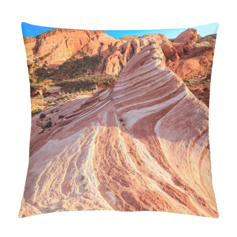 Personality  A Rocky Hillside With A White Stripe On It. The Hillside Is Covered In Red And White Rocks Pillow Covers