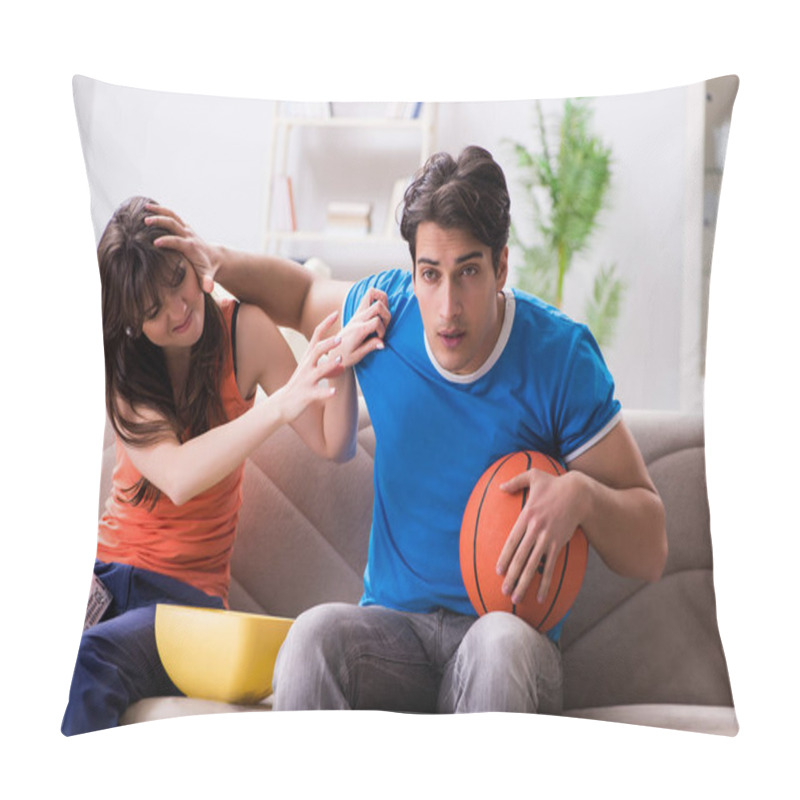 Personality  Man Watching Basketball With His Wife Pillow Covers